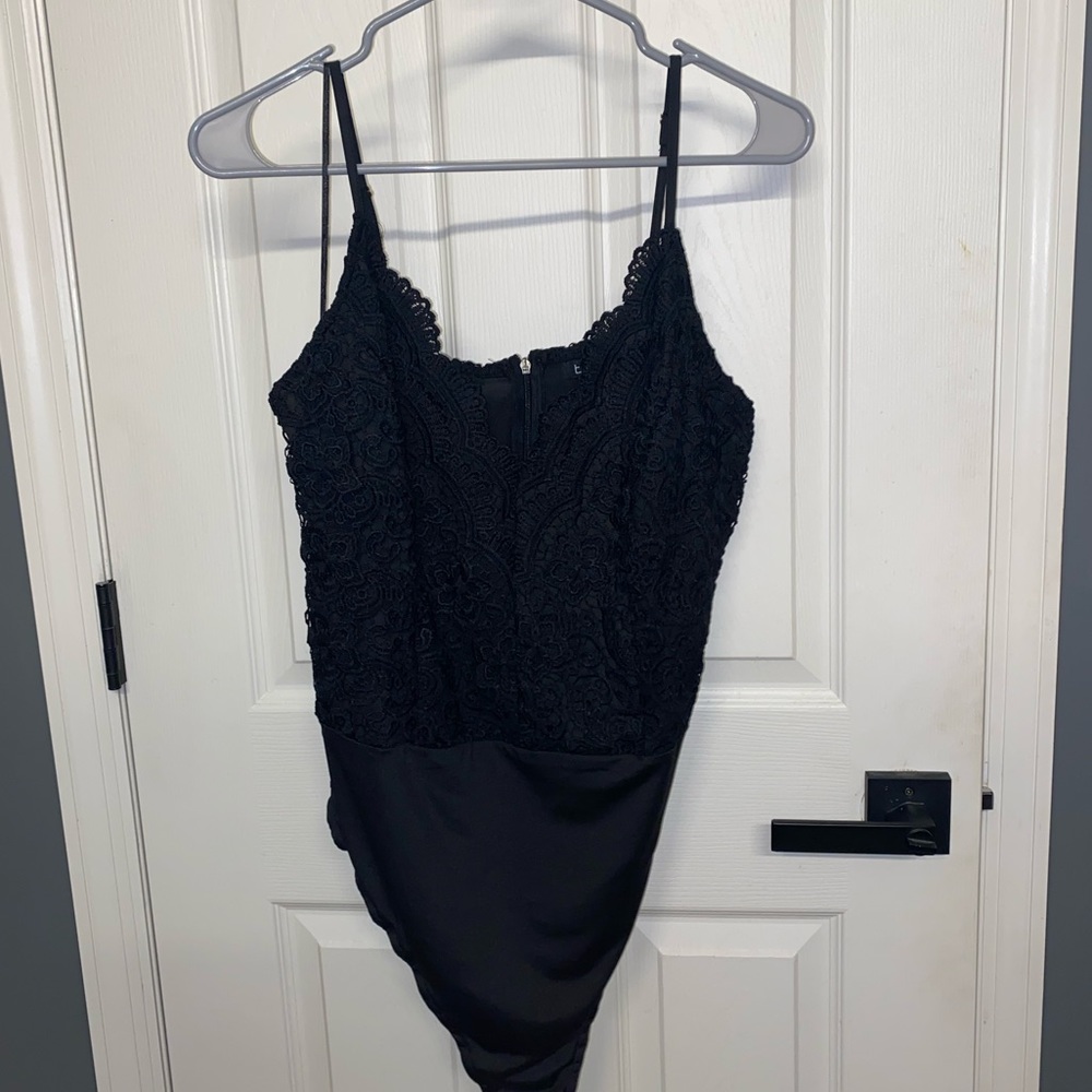 Boohoo Black Crochet Bodysuit NWOT
